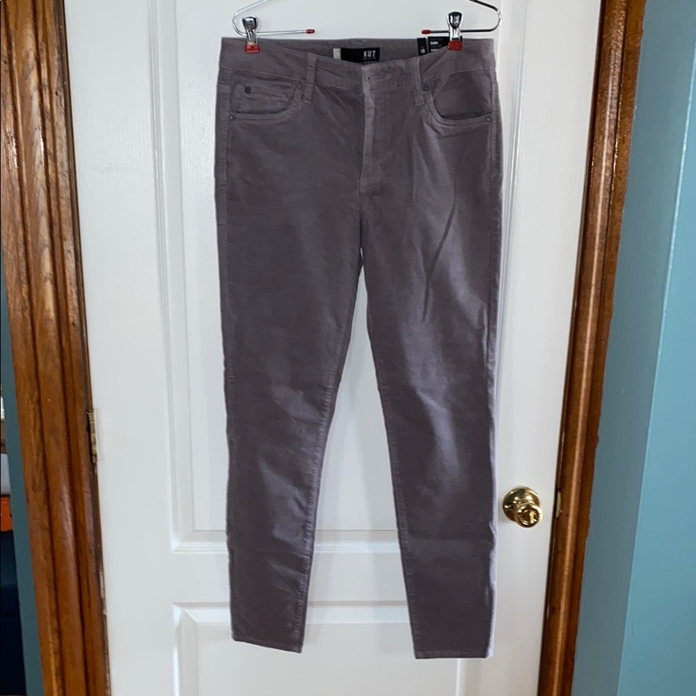 KUT From The Kloth High Rise Diana Fab Ab Corduroy Skinny Jeans, gray, 10 NWT